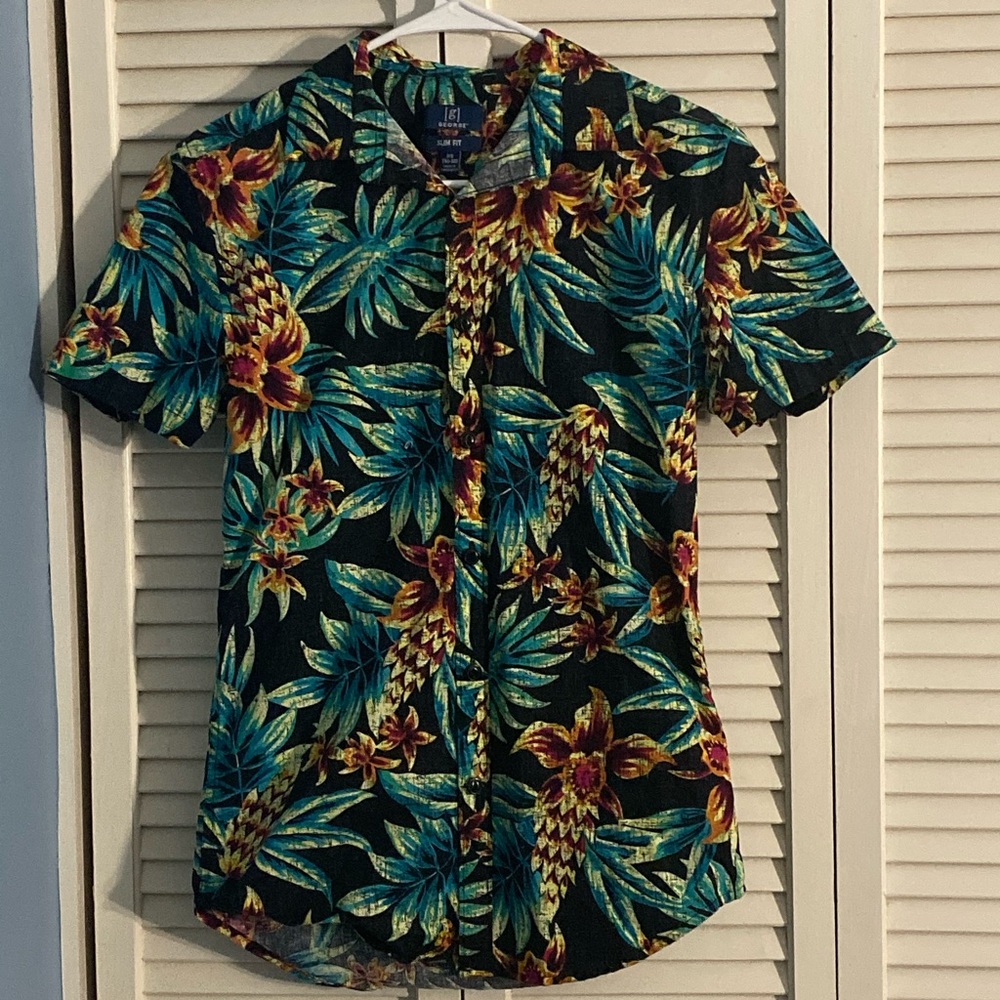 Black floral button down